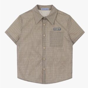 Aelfric Eden Tan Checkered Button Down Shirt